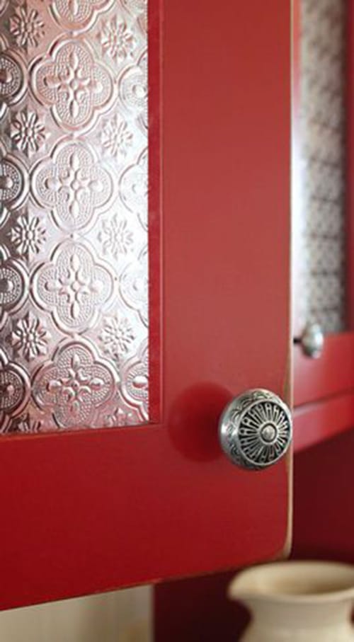 Carved Frosted Glass Kitchen Cabinets