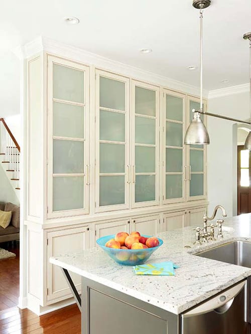 Classic Frosted Glass Kitchen Cabinets