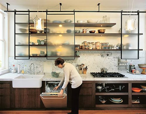 Industrial Glass Kitchen Cabinets