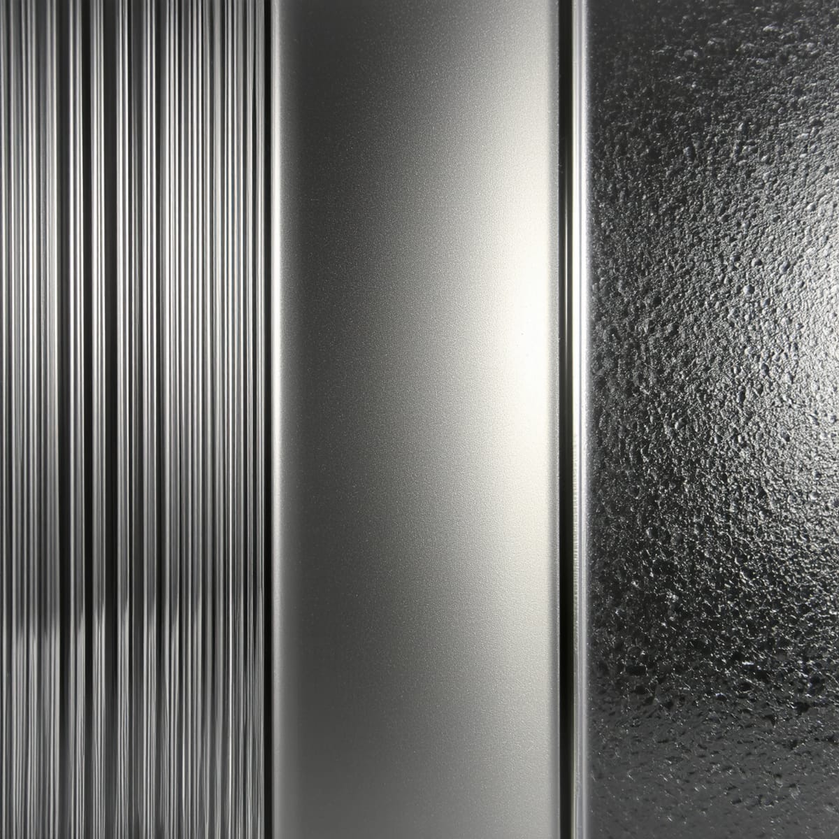Reeded, satin and acid-etched glass cabinet door samples
