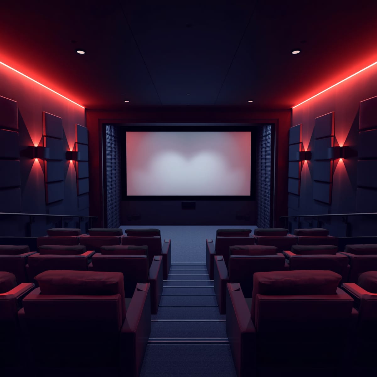 Home theatre seating at a comfortable distance with a raised back row